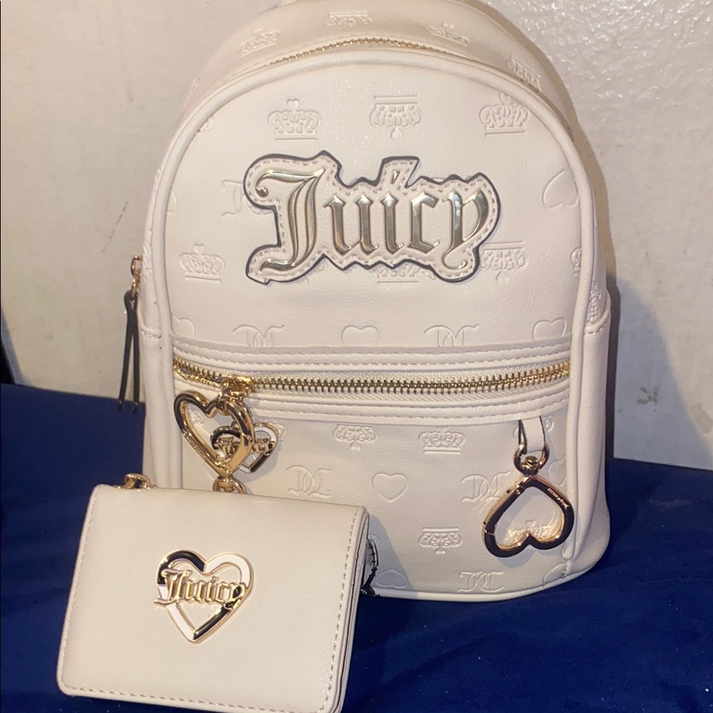 Juicy Couture White Mini Backpack and Wallet Set
